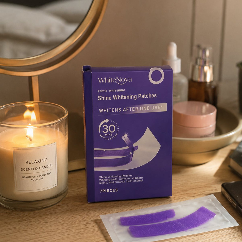 Tiritas blanqueadoras WhiteNova con vela aroma