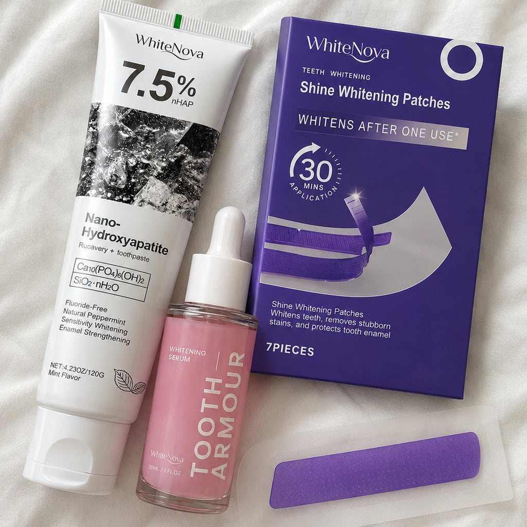 Súper Pack WhiteNova pasta serum y caja de tiritas